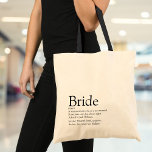 Bride Definition, Bridal Shower, Wedding Tote Bag<br><div class="desc">Personalise with the bride's definition to create a unique gift for bridal showers,  bachelorette or hen parties and weddings. A perfect way to show her how amazing she is on her big day and a perfect keepsake for the rest of her life. Designed by Thisisnotme©</div>
