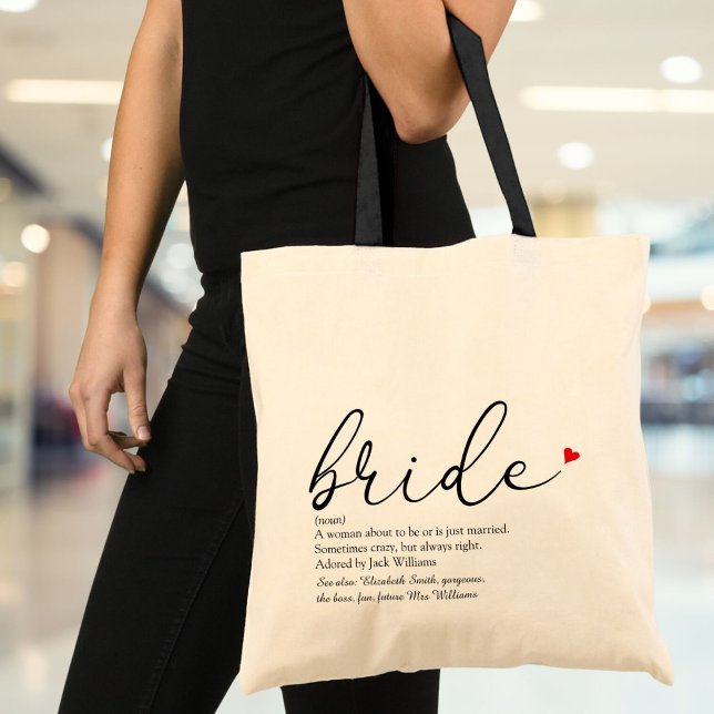 Bride Definition Bridal Shower Wedding Tote Bag (Bride Definition, Bridal Shower Elegant Script Tote Bag)