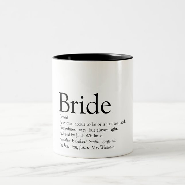 Bride Definition, Bridal Shower, Wedding Two-Tone Coffee Mug (Center)