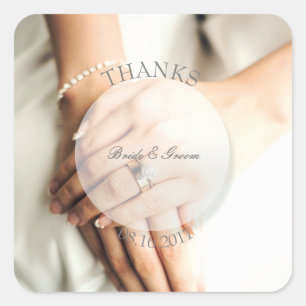 Bride diamond ring editable wedding-thanks square sticker
