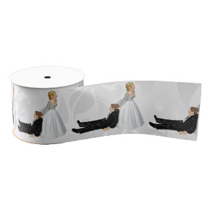 Bride Dragging The Groom Wedding Humor Grosgrain Ribbon