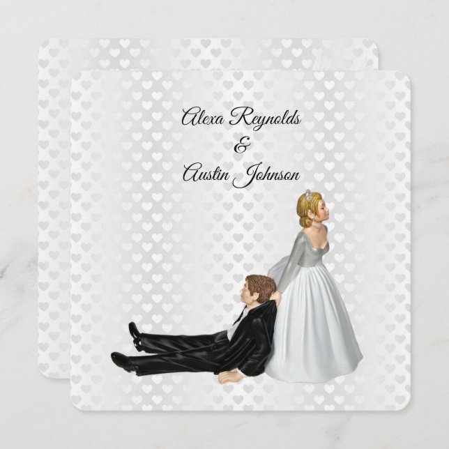 Bride Dragging The Groom Wedding Humor Invitation (Front/Back)