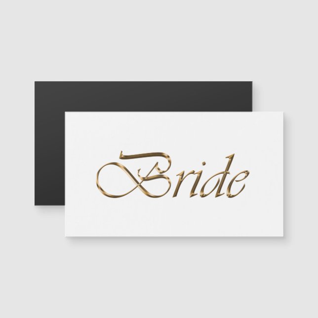 Bride Elegant gold script chic white magnetic card (Front/Back)