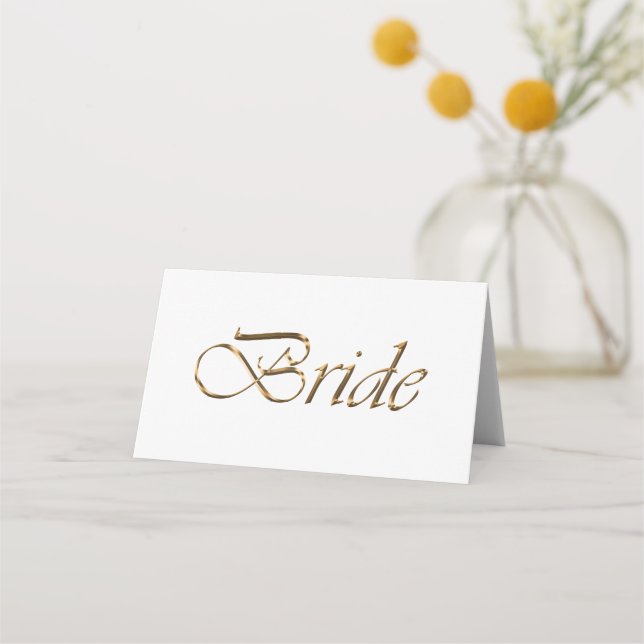 Bride Elegant gold script Reserved Wedding table Place Card (Front)