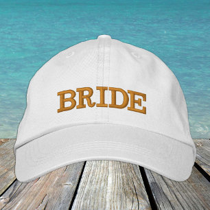 BRIDE embroidered baseball cap gold / white