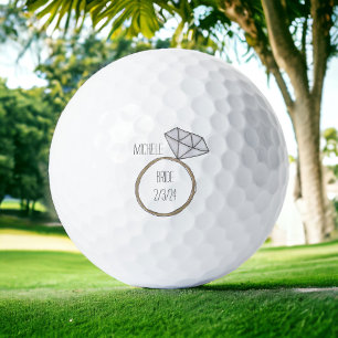 Bride Engagement Ring Personalised Wedding Golf Balls