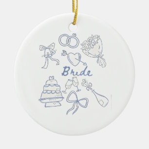 Bride Engagement Wedding Couples Husband Wife Ceramic Ornament