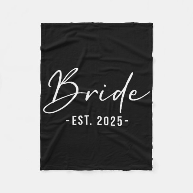 Bride Est. 2025 Matching Getting Ready Bride Groom Fleece Blanket (Front)