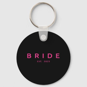 Bride Est. 2025 Pink Bridal Shower Wedding Bachelo Key Ring