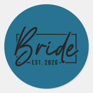 Bride est 2026 married couple wedding honeymoon classic round sticker