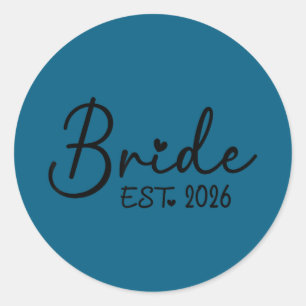Bride est 2026 matching bride groom 2026 classic round sticker
