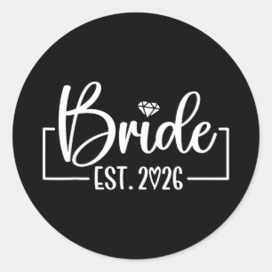 Bride est 2026 matching getting ready bride groom classic round sticker