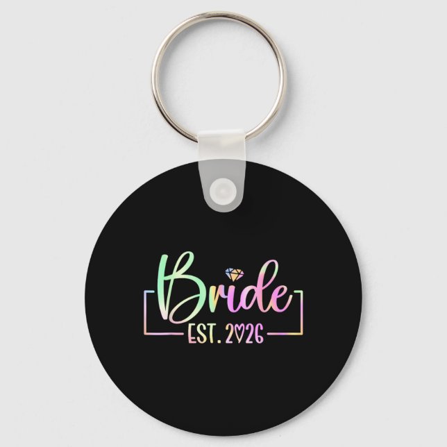 Bride Est 2026 Matching Getting Ready Bride Groom Key Ring (Front)