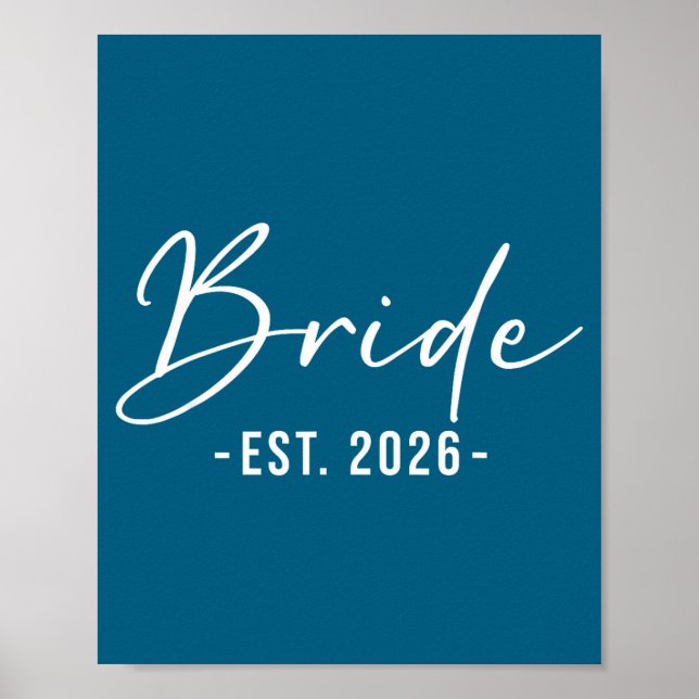 Bride est 2026 matching getting ready bride groom poster (Front)