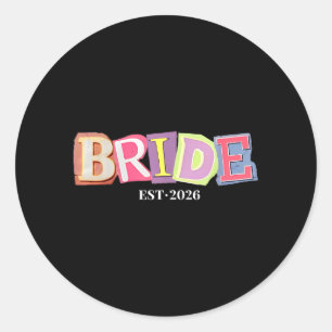 Bride Est 2026 Retro Married Wedding Bridal Classic Round Sticker