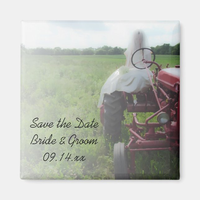 Bride Farm Tractor Country Wedding Save the Date Magnet (Front)