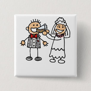 Bride Feeds Groom 15 Cm Square Badge