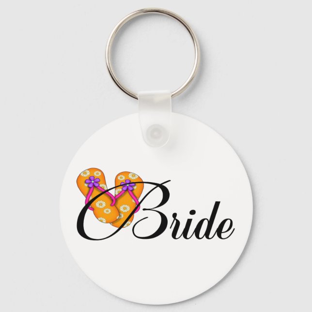 Bride Flip Flop Orange Key Ring (Front)