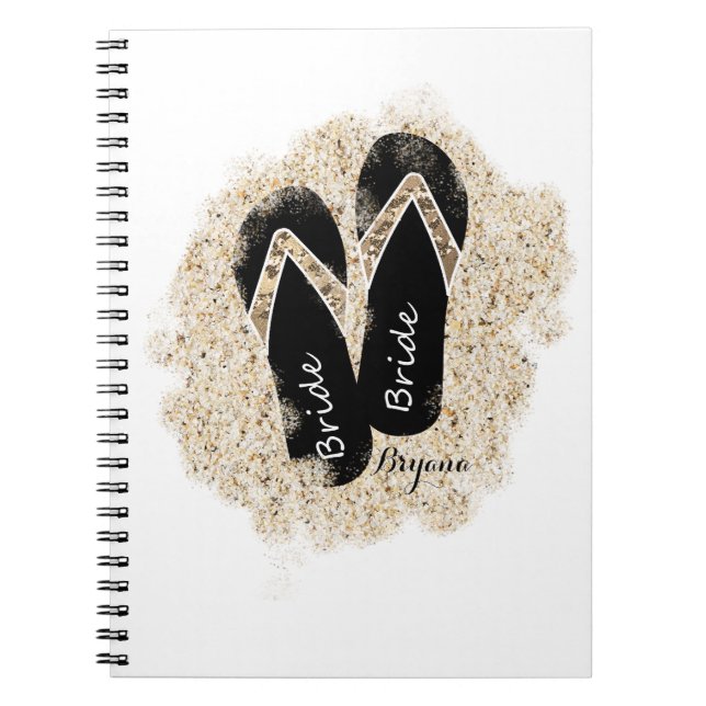 Bride Flip Flop Sandals Summer Beach Bridal Shower Notebook (Front)
