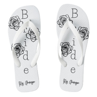 Bride Flip=Flops with Custom Name Thongs