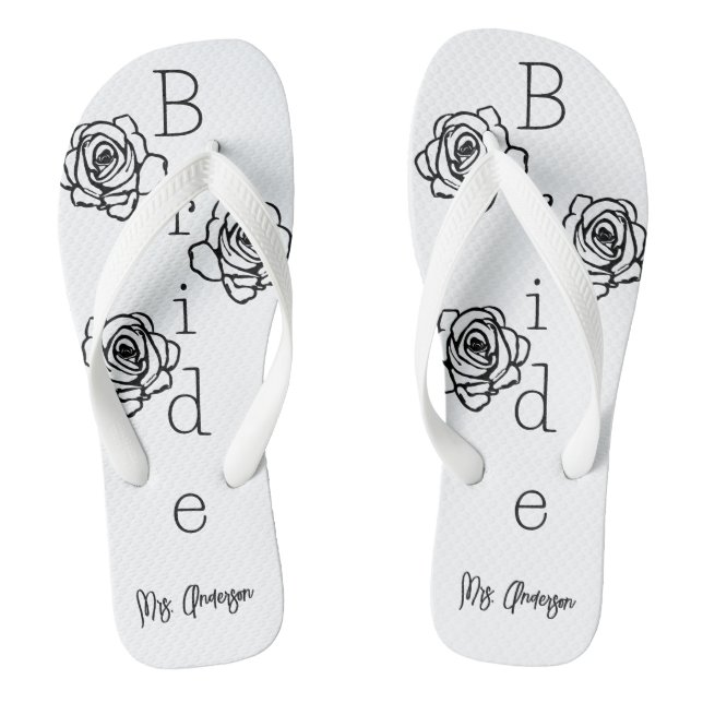 Bride Flip=Flops with Custom Name Thongs (Footbed)