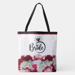 Bride Floral Peonies multi Print Tote Bag