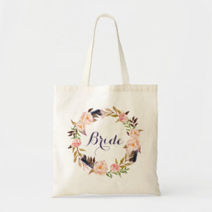 Bride Floral Personalised Tote Bag