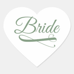 Bride Flourish Green Heart Sticker