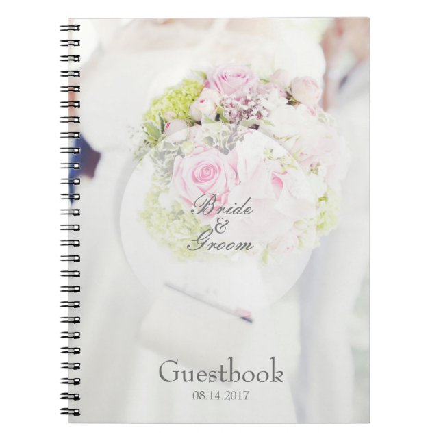 Bride Flower Bouquet editable wedding guest book (Front)