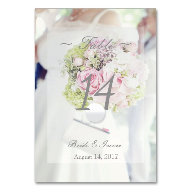 Bride Flower Bouquet-editable Wedding Table Number (Front)