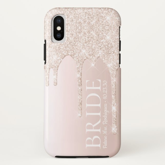 Bride Future Mrs Blush Pink Glitter Case-Mate iPhone Case (Back)