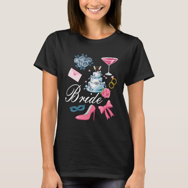Bride Future Mrs Bow Bridal Party Wedding Bachelor T-Shirt (Front)