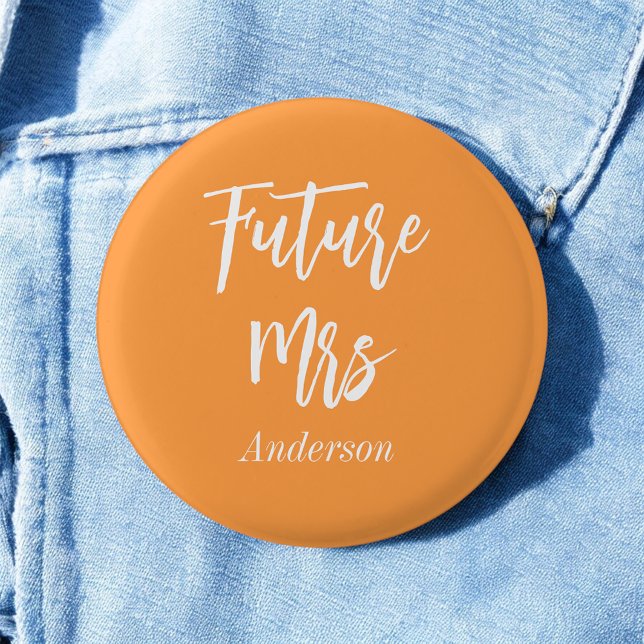 Bride Future Mrs Orange White 3 Cm Round Badge (Creator Uploaded)