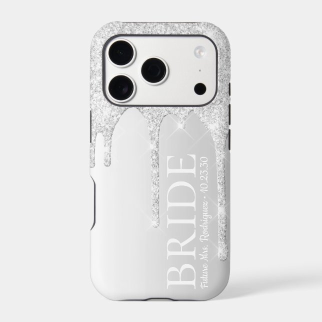 Bride Future Mrs Silver Glitter Drip (Back)