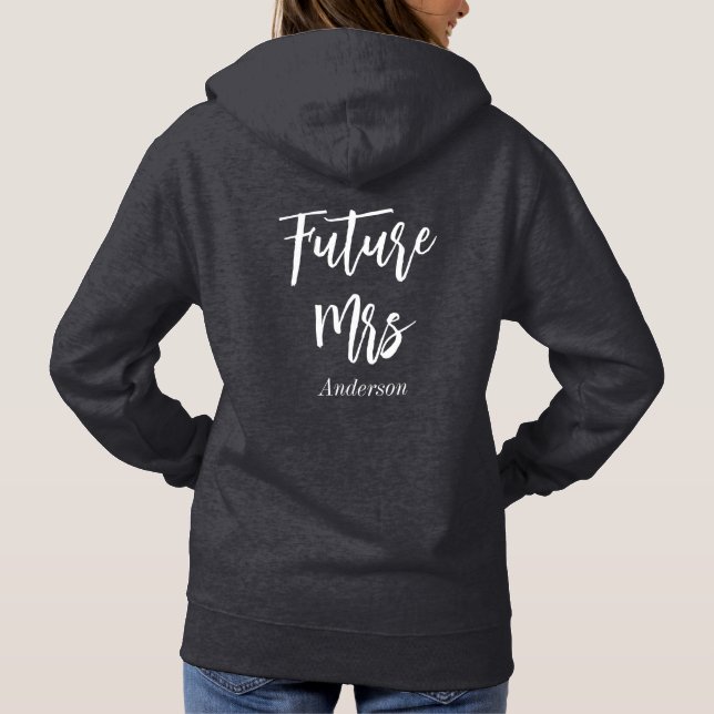 Bride Future Mrs Wedding Black Hoodie (Back)