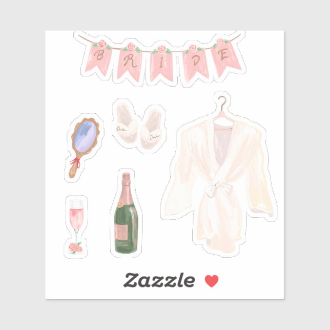 Bride Getting Ready Scrapbooking Sticker Sheet (Sheet)
