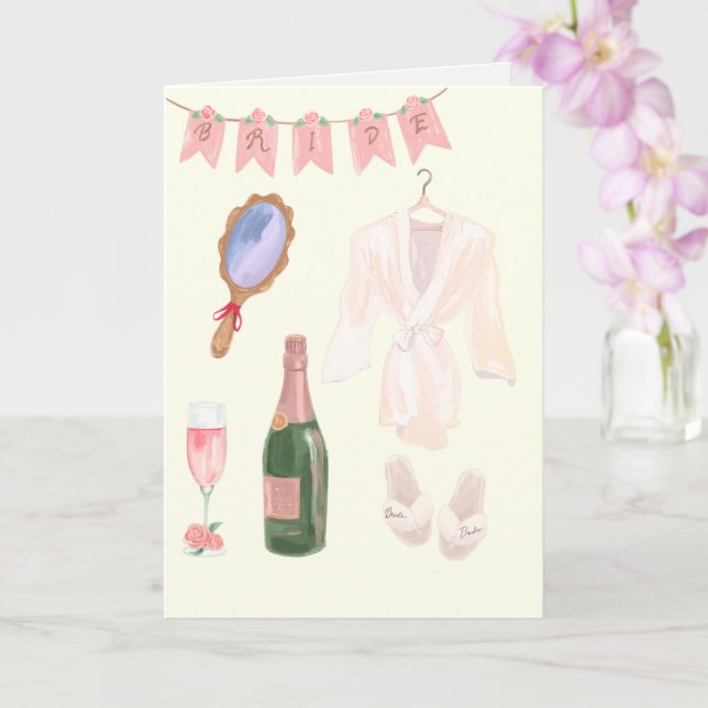 Bride Getting Ready Wedding Card (Orchid)