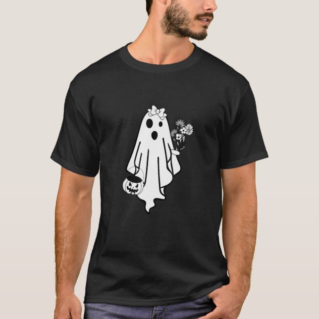 Bride Ghost  Halloween Costume Scary Pumpkin Lamp T-Shirt (Front)