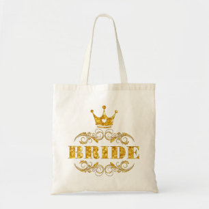Bride Glitter Golden on Custom Background Tote Bag