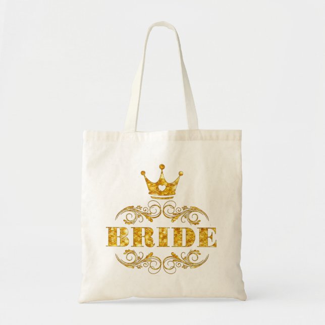 Bride Glitter Golden on Custom Background Tote Bag (Front)