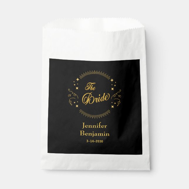Bride Gold Black Wedding Elegant Classic Favour Bag (Front)