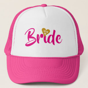 Bride Gold Date Heart Personalised Trucker Hat