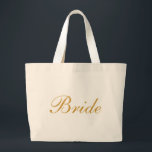 Bride Gold Large Tote Bag<br><div class="desc">This personalised name monogram cute vintage tote bag is best gift idea for bride and bridesmaids at weddings.</div>
