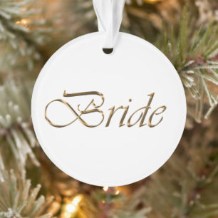 Bride, gold script elegant chic calligraphy white ornament
