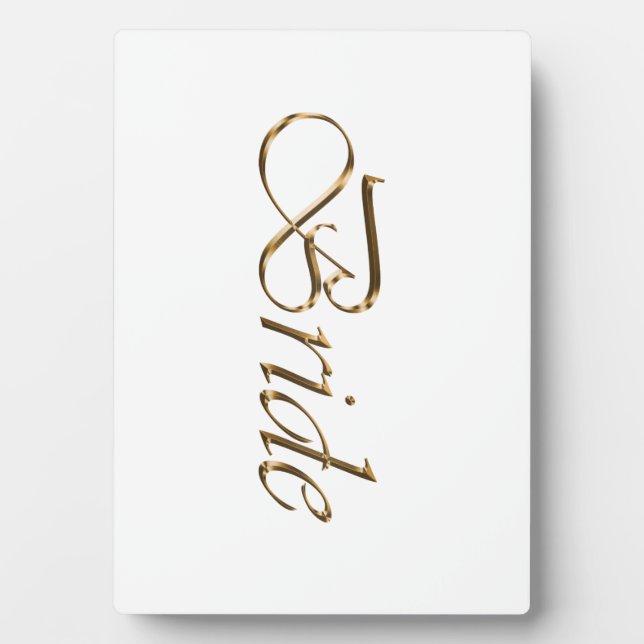 Bride, gold script elegant chic white table plaque (Front)
