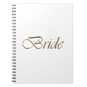 Bride, gold script elegant chic white wedding notebook