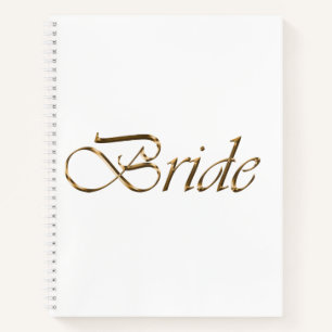 Bride, gold script elegant chic white wedding notebook