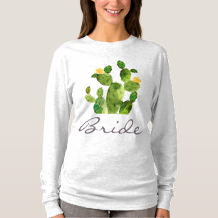 BRIDE GREEN WATERCOLOUR DESERT CACTUS FLOWER T-Shirt