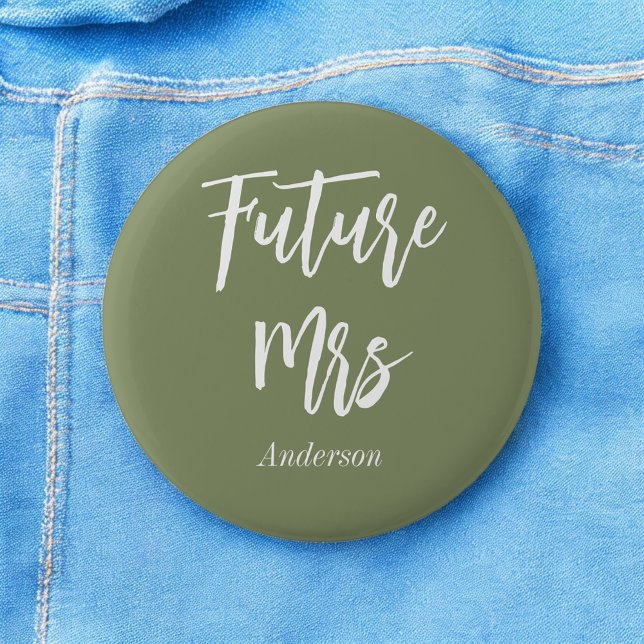 Bride Green White Future Mrs Wedding 6 Cm Round Badge (Creator Uploaded)