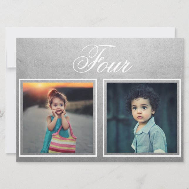 Bride Groom Age Elegant Classy Silver Table Number (Front)